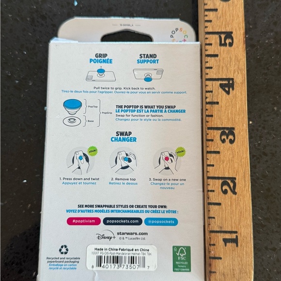 PopSocket PopGrip - Silver Mandalorian Design New - Picture 3 of 3